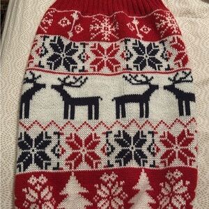 Christmas Holiday Dog Festive Red and White Reindeer Sweater